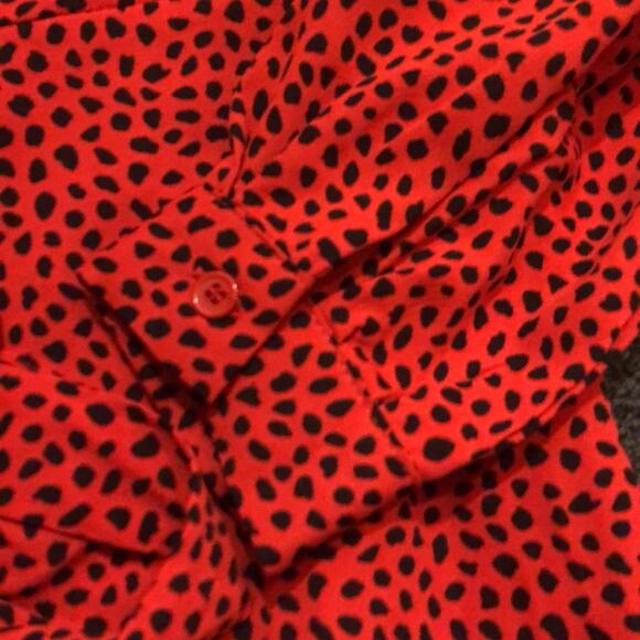 Nasty Gal Brand Red & Black You're Spot On Spotty Dress Size Small Wrap Ruffles - Picture 4 of 5